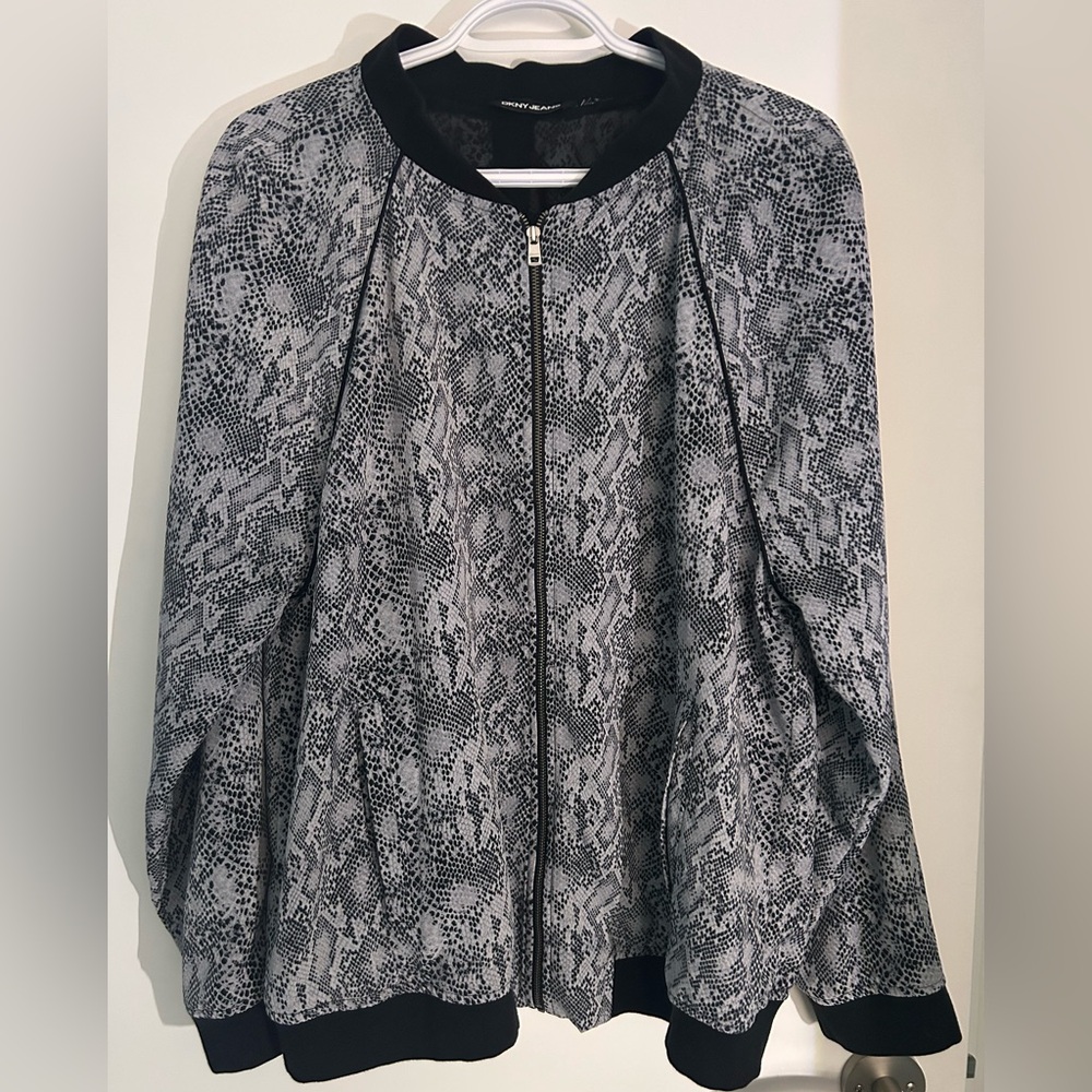 DKNY Black and Gray Women’s Bomber Jacket